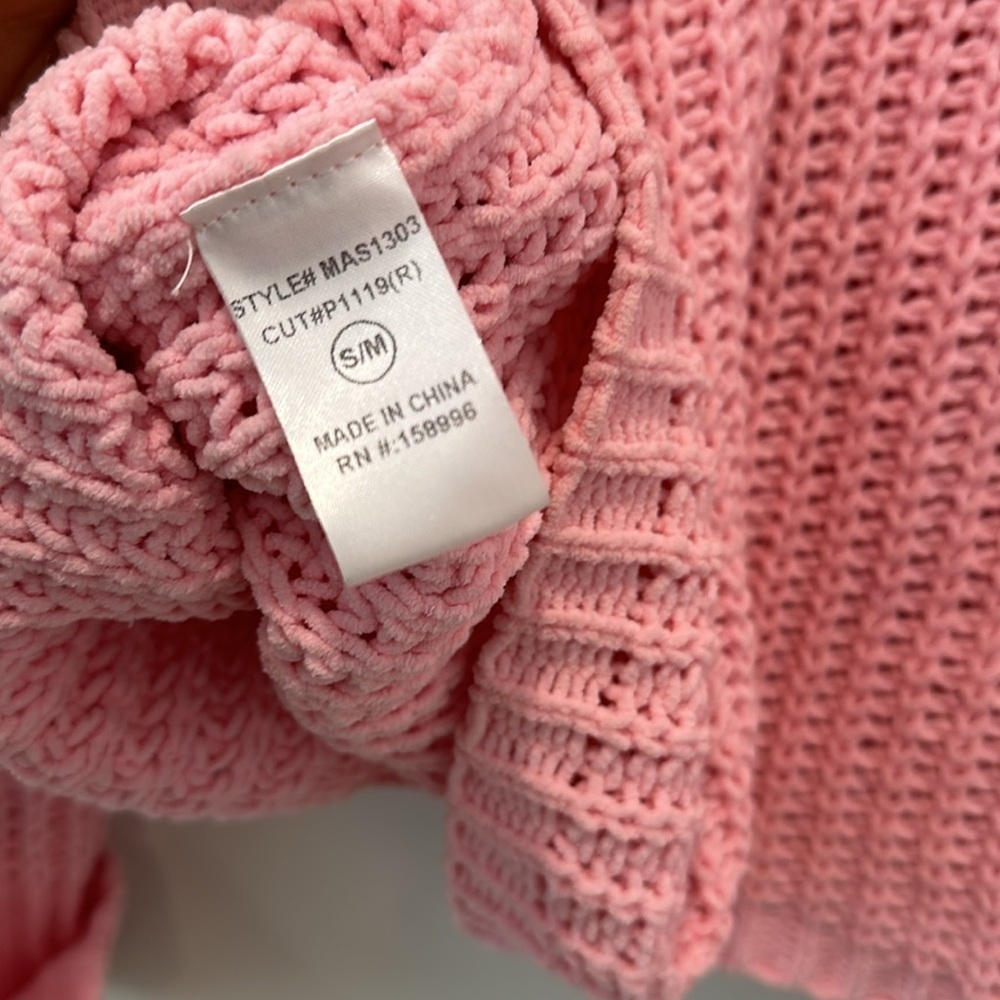 Oversized Chunky Open Knit Barbie Pink Sweater Size Small Girl Slouchy Pretty - Picture 6 of 7